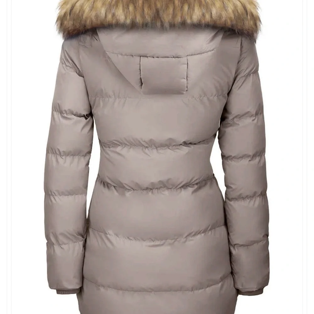 WENVEN Black Puffer Coat with Faux Fur Hood BNWT - Picture 2 of 2